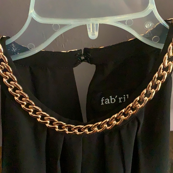 fab’rik Sleeveless Black Top, Gold Accent. Size S. - Picture 3 of 3
